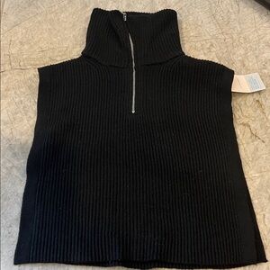 Primark Black Ribbed Zip Turtleneck Sweater Dickey